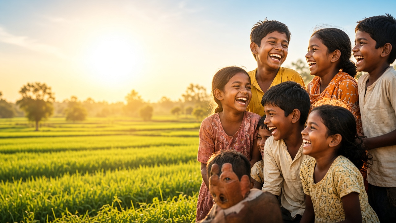 Children smiling in warm sunlight